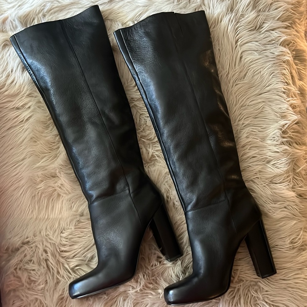 Nine West “Cropshop” Pebbled Leather Knee High Boots